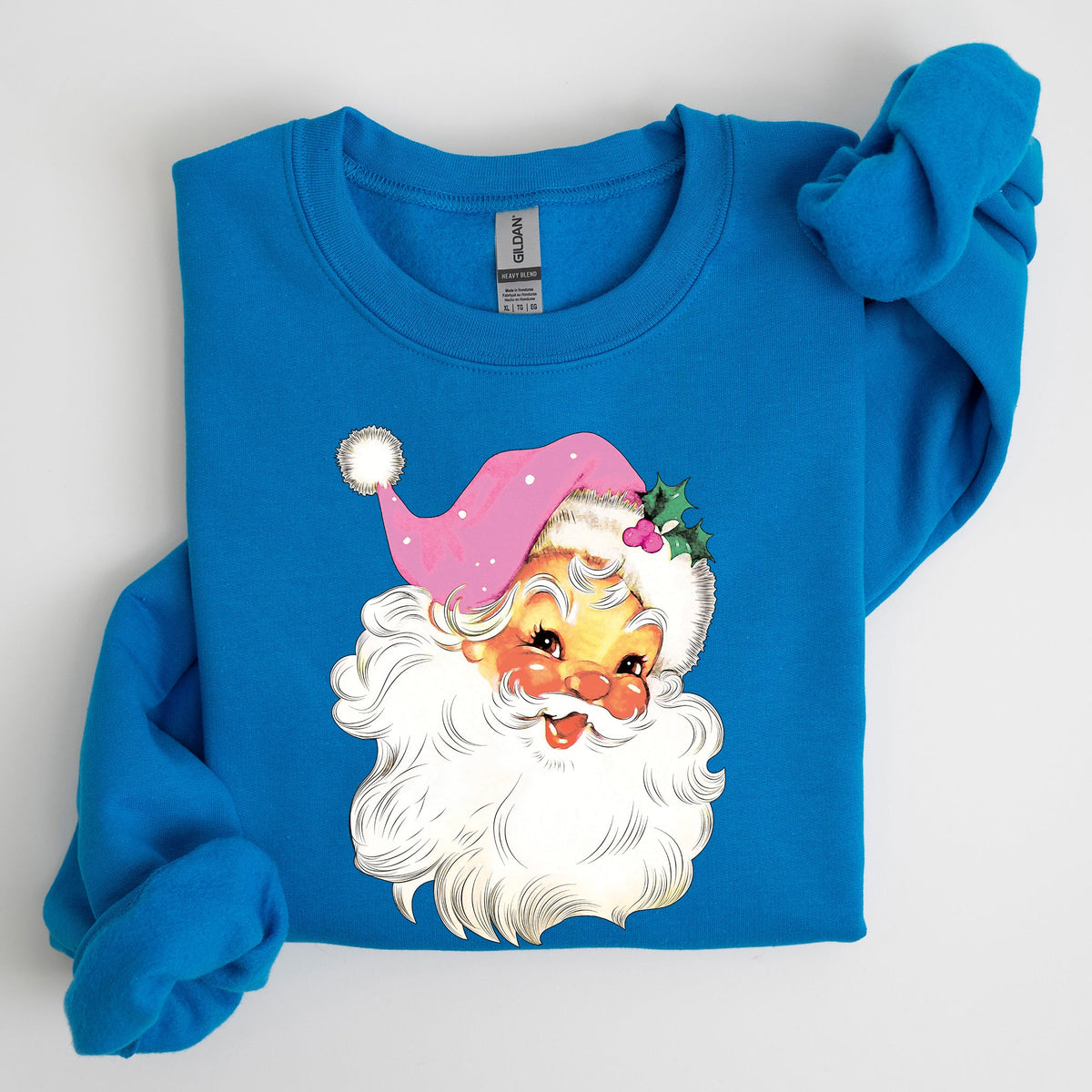 Retro Santa Pink Classic Twinkle Christmas Winter Xmas Holiday Festive Cheer Sweatshirt
