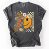 Mama Leopard Pumpkin Pattern Watercolor Bouquet Retro Smiley Halloween Autumn Flowers Comfort Colors Tee