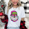 Retro Sparkly Santa Glitter Effect Christmas Holiday Cheer Collection Graphic Tee