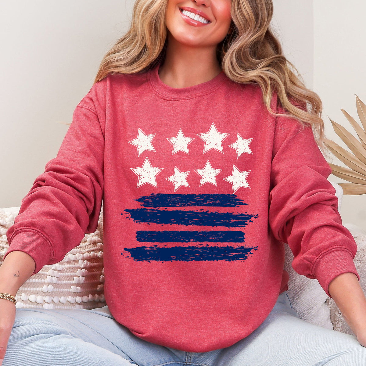 Retro Stars And Stripes Patriotic America Fourth Of July Flag Design Classic Sweatshirt