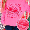 Retro Bubblegum Santa Graphic Sweatshirt – Unique Puff Print Christmas Jumper, Fun Holiday Apparel