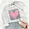 Retro Checkered Heart Sweatshirt: Cute Teacher Valentine Crewneck