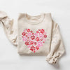 Retro Paw Heart Valentines Sweatshirt | Colorful Pet Lover Heart Shirt | Hand Drawn Dog Mom V-Day Crewneck | Y2K Aesthetic Pet Mama Jumper | Funky Paw Print Valentine Pullover