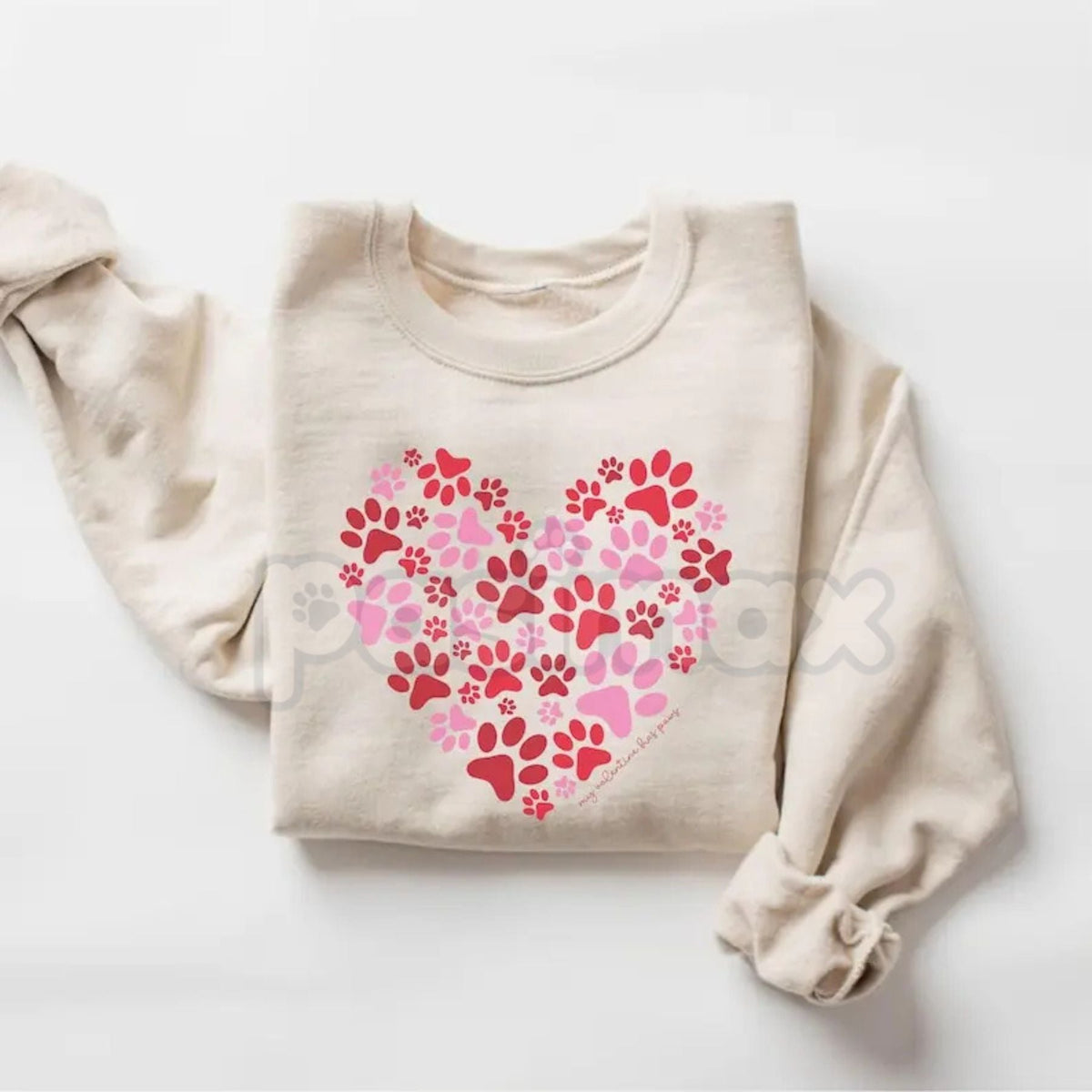 Retro Paw Heart Valentines Sweatshirt | Colorful Pet Lover Heart Shirt | Hand Drawn Dog Mom V-Day Crewneck | Y2K Aesthetic Pet Mama Jumper | Funky Paw Print Valentine Pullover