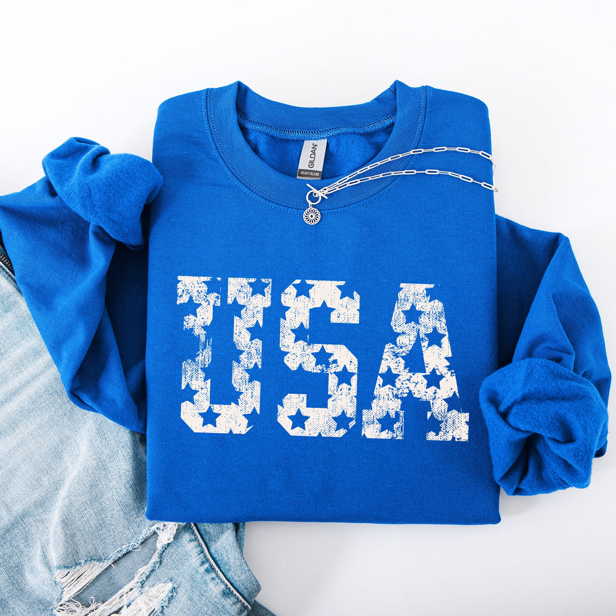 Retro USA Stars Patriotic America 4th Of July American Flag Design Graphic Sweatshirt
