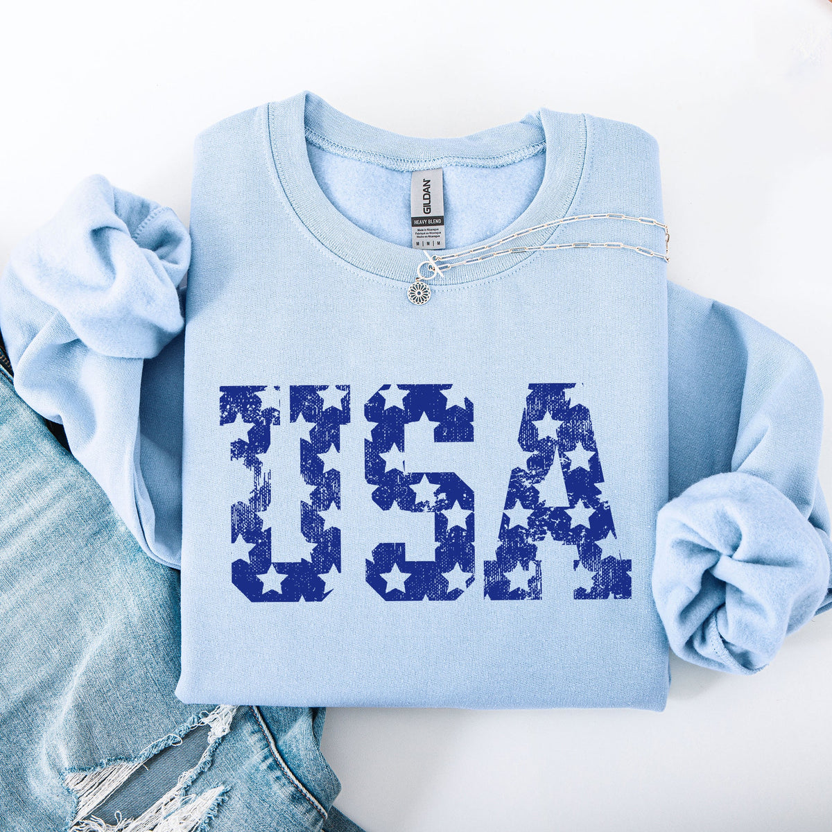 Retro USA Stars Patriotic America 4th Of July American Flag Design Graphic Sweatshirt