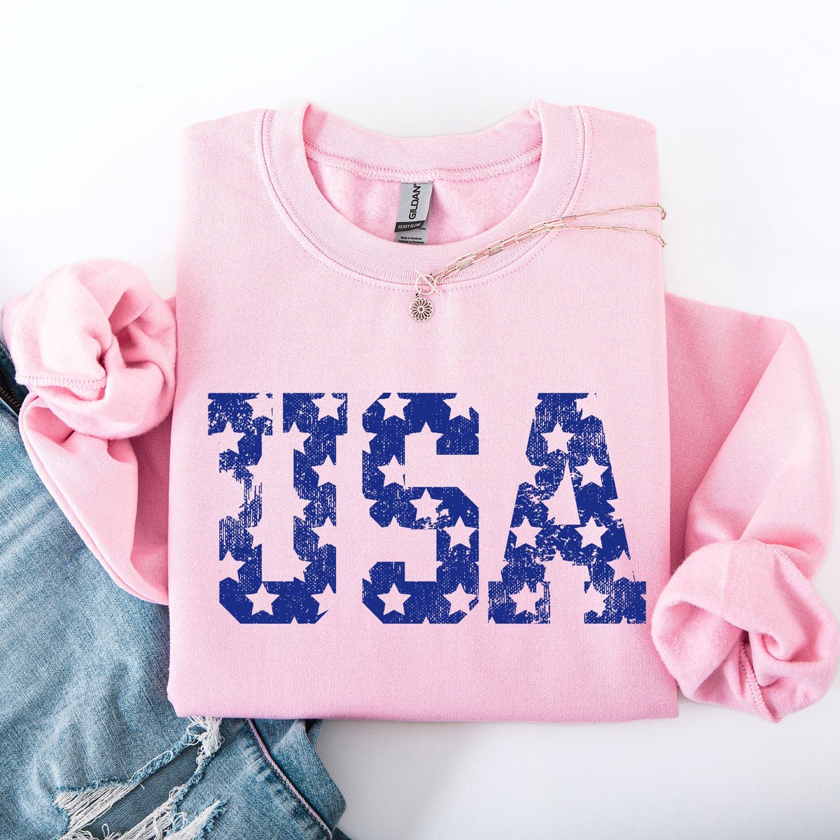 Retro USA Stars Patriotic America 4th Of July American Flag Design Graphic Sweatshirt