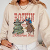 Rockin Around The Christmas Tree Cowboy Lasso Santa Western Xmas Graphic Sweatshirt