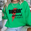 Rocking Around The Christmas Tree, Lightning Bolt Festive Holiday Graphic Sweatshirt