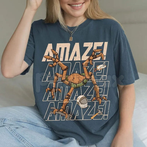 "Rocky Amaze" Project Hail Mary T-Shirt - Inspirational Eridian Engineer Graphic Tee, Premium 100% Cotton Sci-Fi Reader Gift, Amaze Amaze Amaze Bookish Top, Ryland Grace & Rocky Space Shirt, Soft Lived-In Heavyweight Nerd Culture Apparel