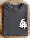 Rude Ghost Pocket Print Middle Finger Crude Vulgar Meme Halloween Comfort Colors Tee