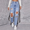 CPSYMYM American Retro Hole-punched Jeans Women High Waist Straight-crotch Loose Slim Design High-street Vibe Wide-legged Draggi