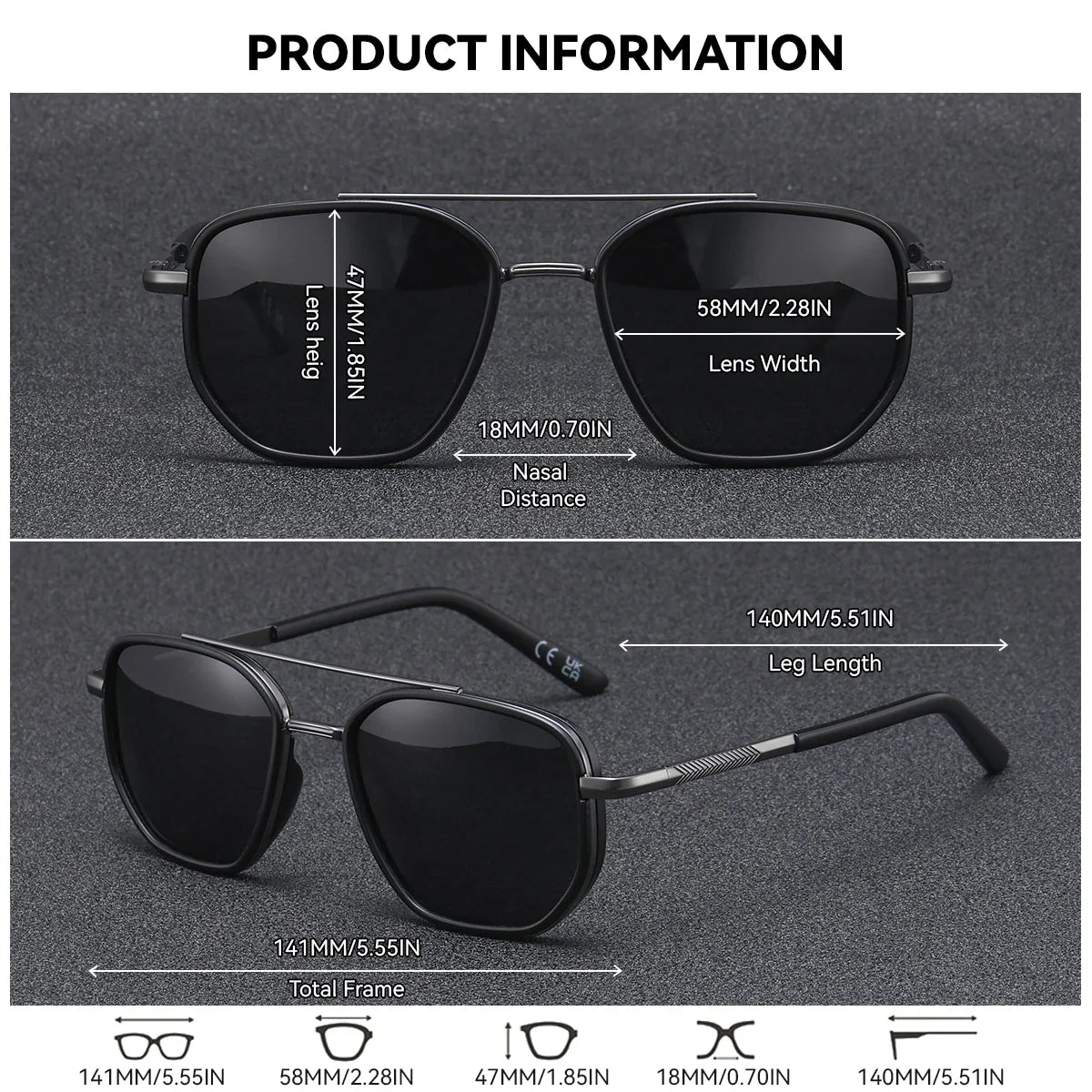 BARCUR Sunglasses Men’s Polygon Fashionable Frame – Polarized UV400 Protection for Summer Driving Outdoor and Casual Wear – Stylish Comfortable Thickened Striped Design with TAC Lenses