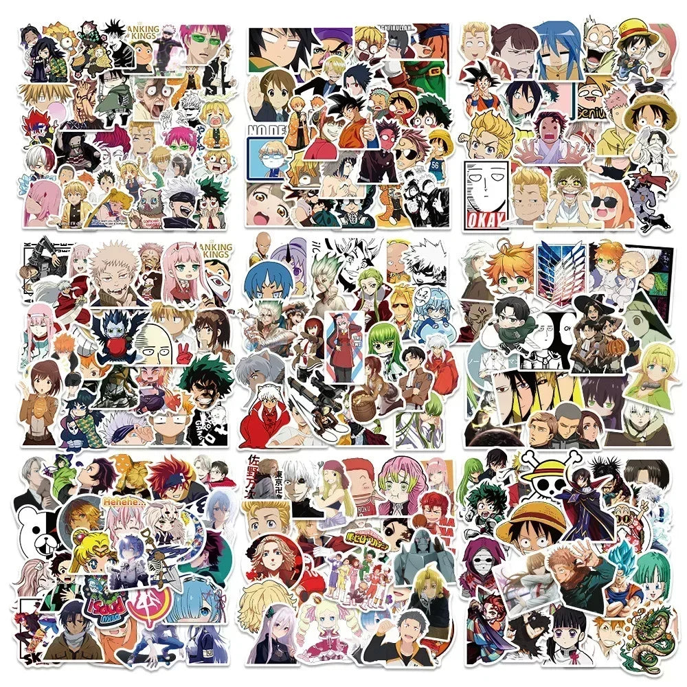 100/300Pcs Mixed Anime Stickers Cartoon Sticker Decals Laptop Motorcycle Luggage Phone Waterproof Sticker for Children Toy