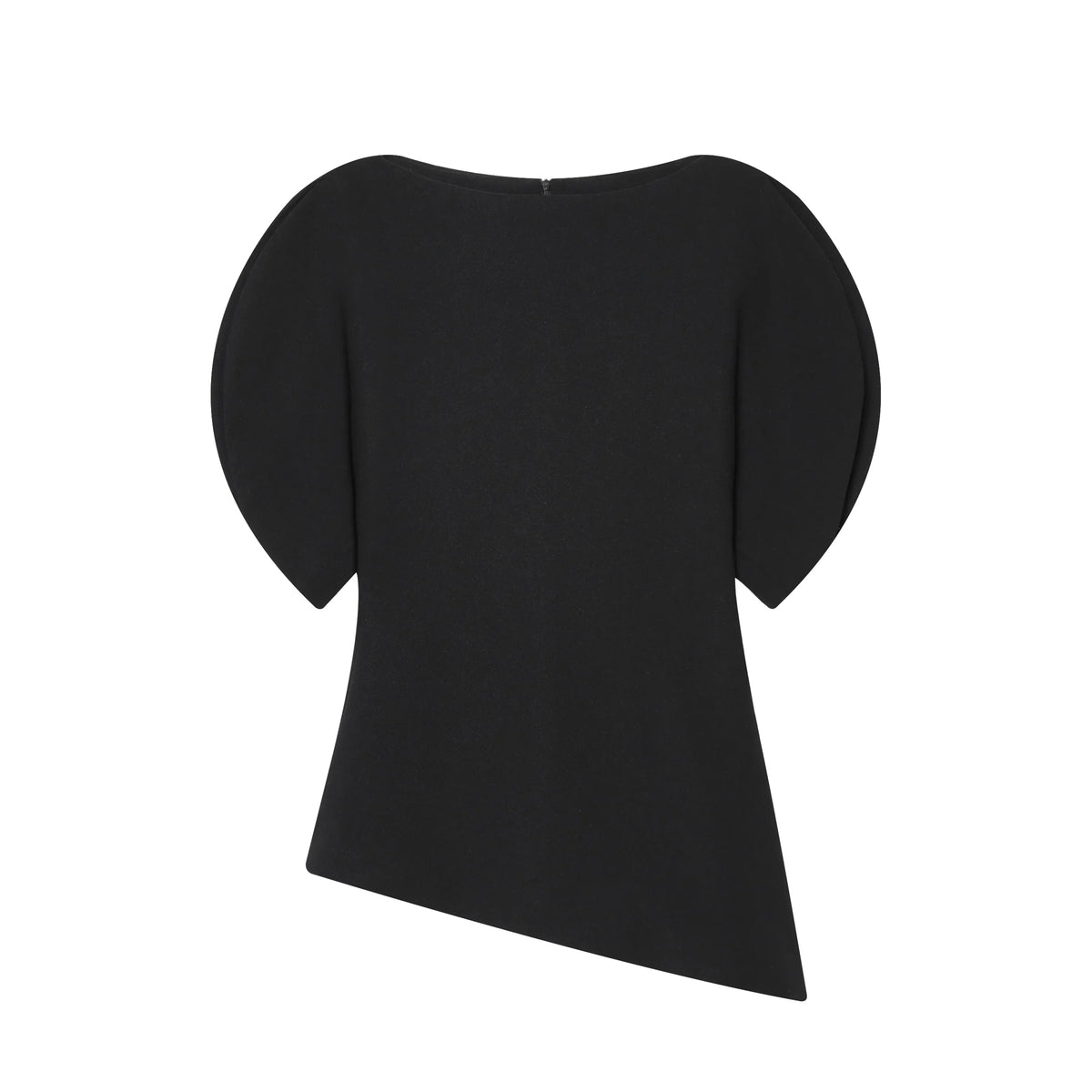 HH Women Vintage Black Short Puff Sleeve Shirts O Neck Asymmetrical Hem Blouse 2026 Spring Trend High Street Lady Chic Tops