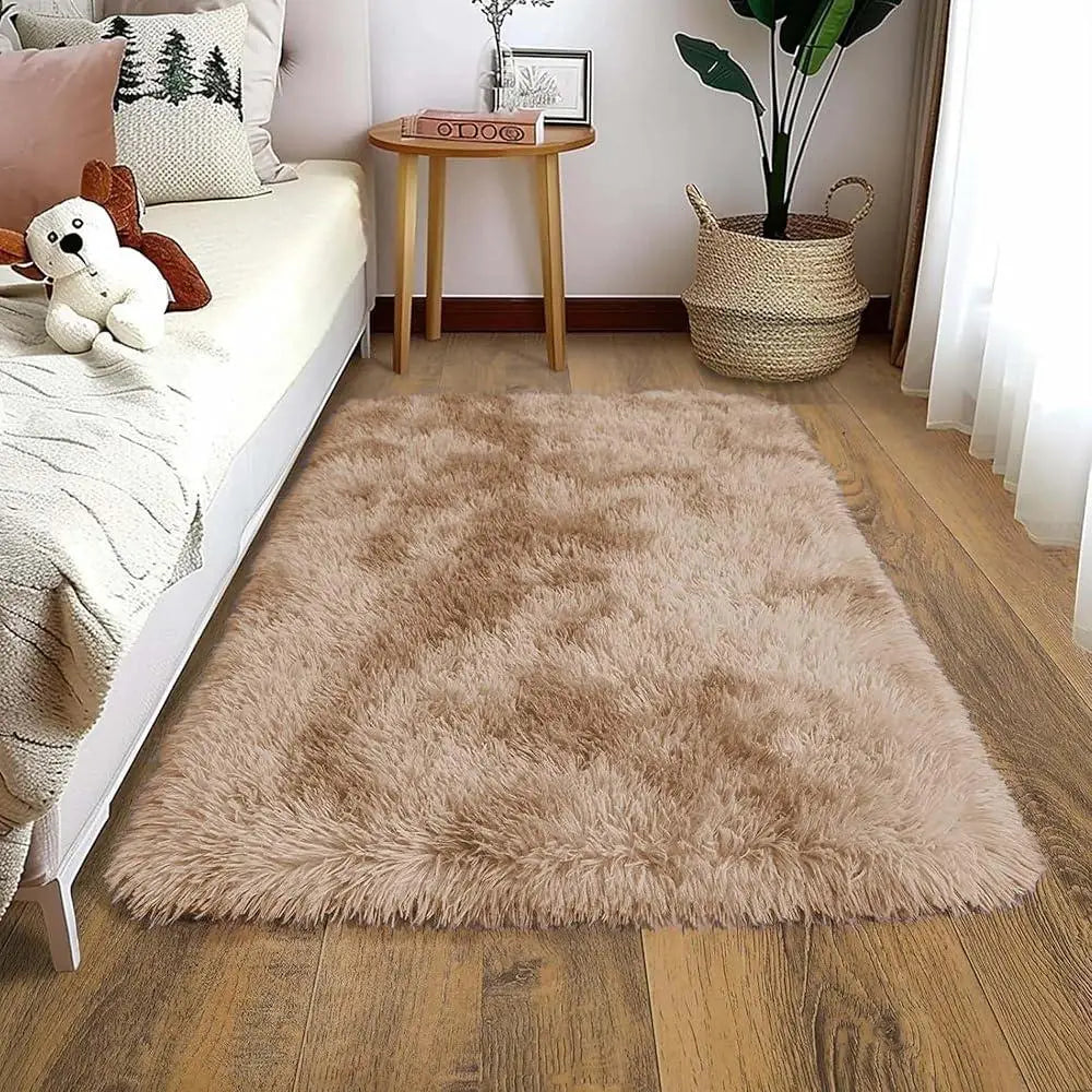 VIKAMA Small Black Area Rug - Soft Plush Children's Bedroom Bedside Rug, Indoor Entrance Welcome Mat, Home Decoration Accessory