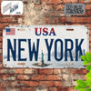 2DPlane，2DFlatbed Printing，1Pieces，New York American Retro Metal Aluminum License Plate Number Plate，Decorative Signs and Plaque