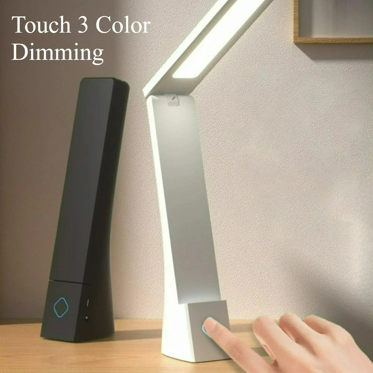 LED Folding Desk Lamp Touch 3 Color Dimming Charging and Pluging Eye Protection Learning Table Lamp Bedroom Bedside Night Light