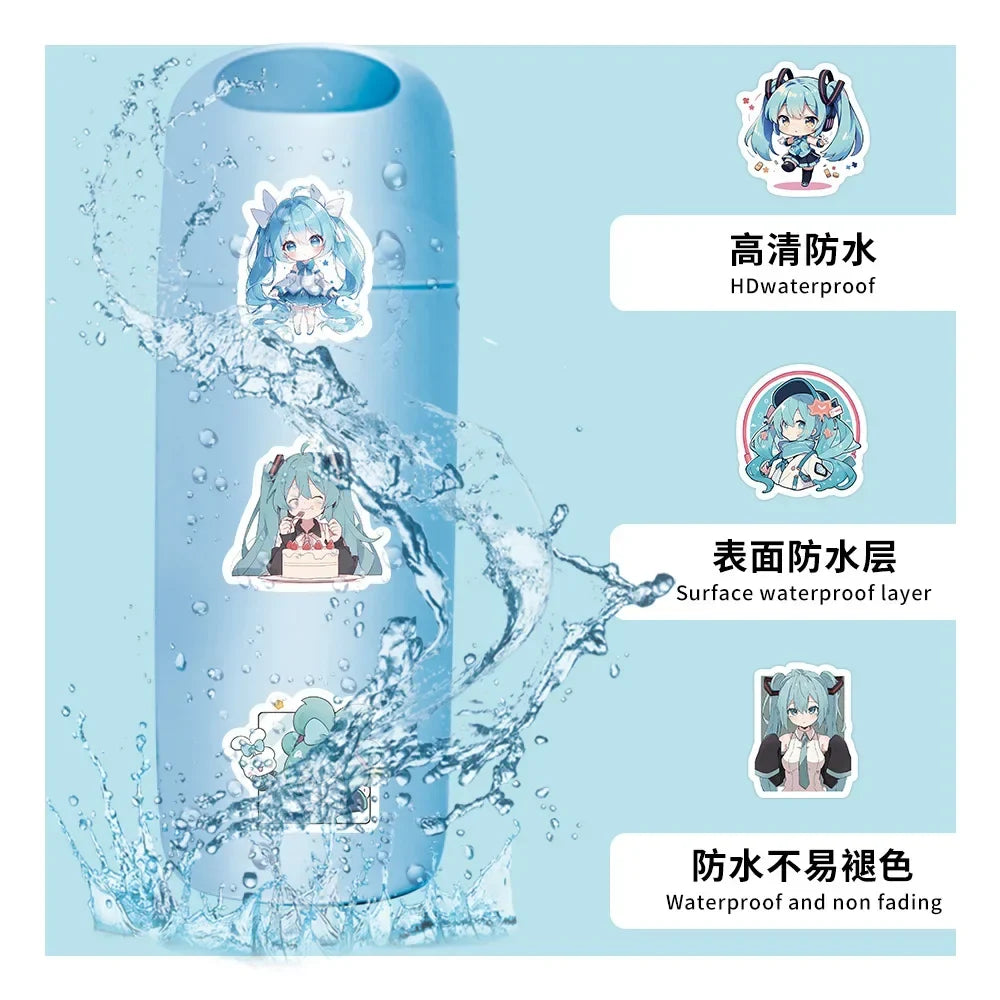 100pcs Hatsune Cute Miku Stickers Pack Waterproof Phone Case Cartoon Journaling Stationery Kawaii Packaging Laptop Sticker