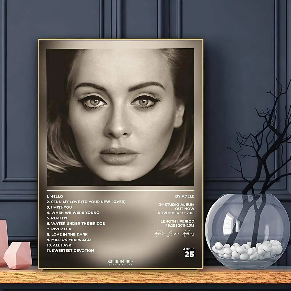 Singer Adele Poster HD Art Sticky Wall Waterproof Home Living Room Bar Decoration