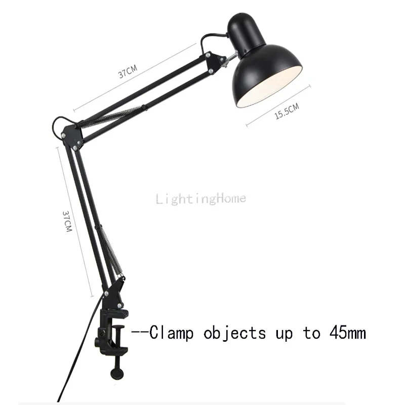 LED Eye Protection Table Lamp Long Arm Folding Clip Lamp Learning Nail Art Embroidery Shooting Work Fill Light Desk Lamp