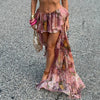 SUCHCUTE Y2K Vacation Floral Printed Long Skirts Holiday Beach Sexy Low Waist Aesthetics Lace Skirt Women Grunge Party Outfits