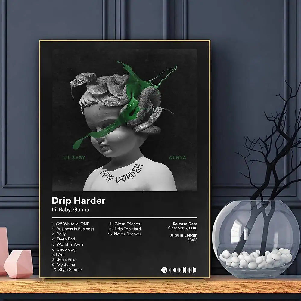 Rapper L-Lil B-Baby Poster Sticky Wall Art Printing Waterproof Home Living Bed Room Bar Aesthetic Decor
