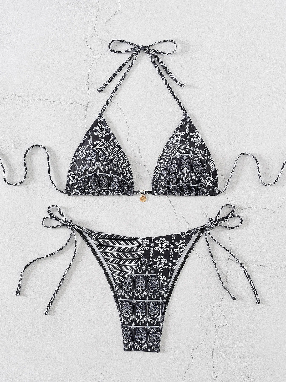 "2026 New Triangle Bikini Set - Floral Print Push Up Swimsuit & Brazilian Bottoms"