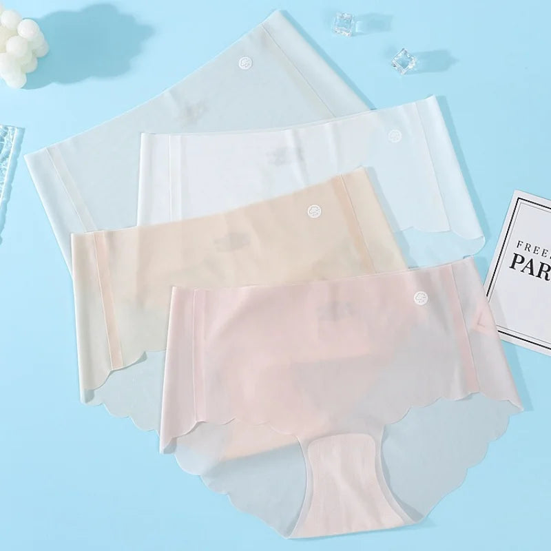 7Pcs/Set Ultra-Thin Panties Women's Sexy Lingerie Quick Drying Briefs Low Rise Underwear Summer Invisible Ice Silk Panties