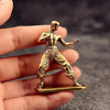 Brass Kung Fu Martial Artist Statue, Multi-Functional Room Decor, Movie Themed Collection Indoor Scene Decoration for Christmas