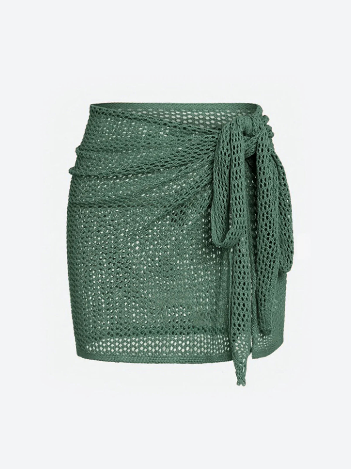 Women's Knitted Short Skirt with Hollow Straps and Slit, Sexy Beach Coverup Shirt for Summer