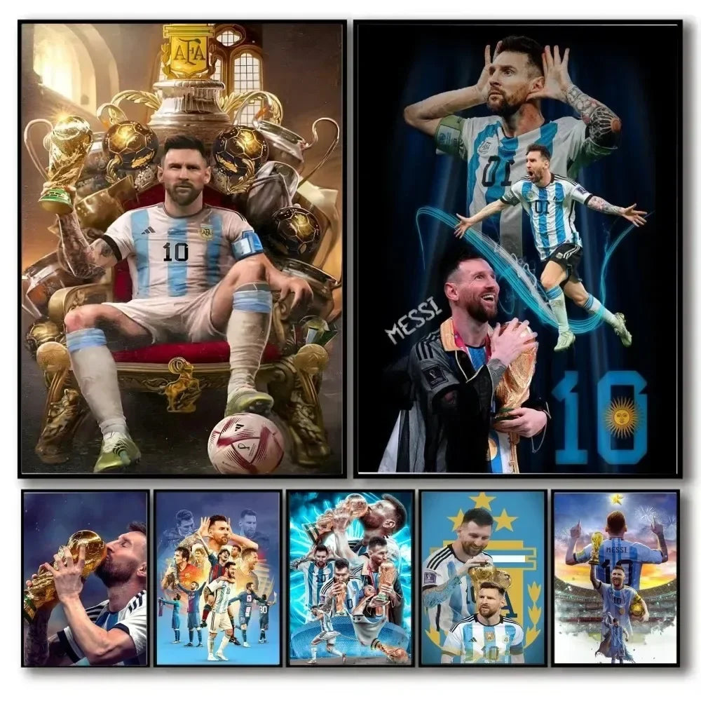 Classic, Sports - Rionel Messi - Football, Wall Art, Canvas Print Poster, Home Living Room Bedroom Decor, Stadium Wall Art