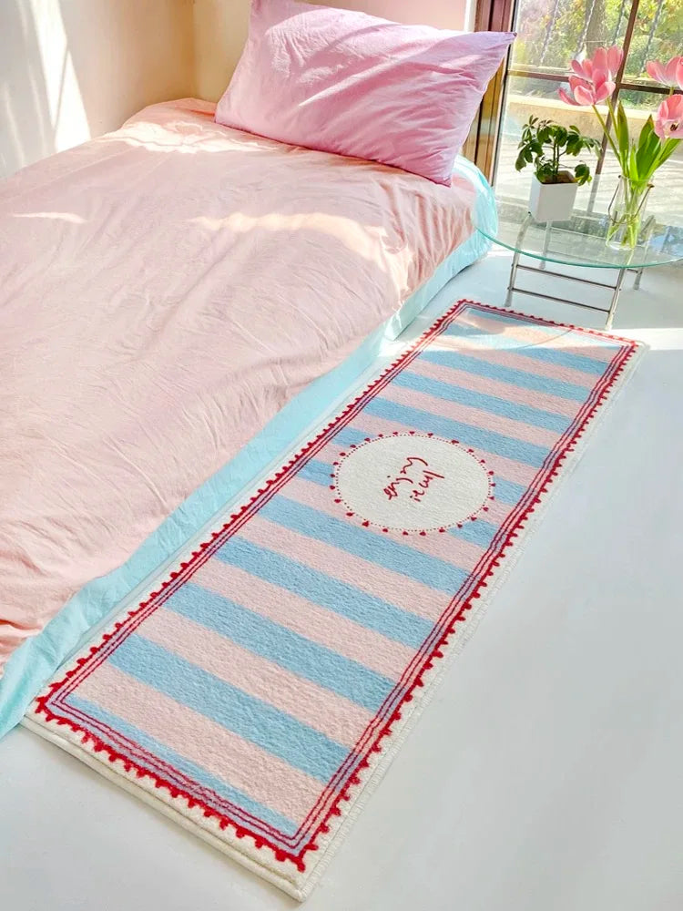 VIKAMA Ins Style Cashmere Long Strip Rug Comfort Cooling Bedroom Bed Blanket Bay Window Blanket Cloakroom Carpet Home Decor