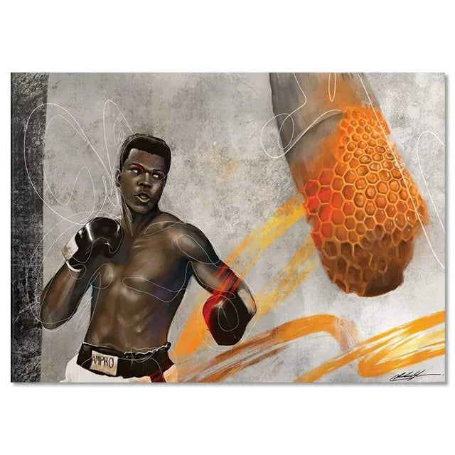 World Boxing Champion Ali Classic Scene Wall Art Poster Boxer Tyson Mural Modern Home Decor Perfect for Living Room Decor