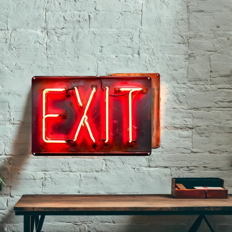 1 Red "EXIT" Sign - Retro Aluminum Wall Art 8x12 Inch, Waterproof & Dustproof Metal Sign for Home, Bar, Cafe, Garage