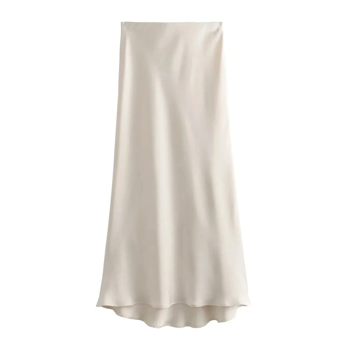 KONDALA Vintage Satin Solid Long Skirts Women High Waist Elastic Silky Skirts Fashion 2025 Spring Elegant Straight Skirts