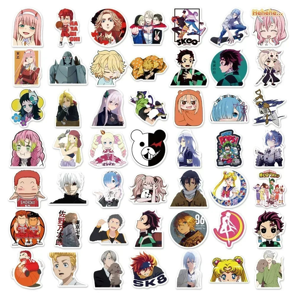 100/300Pcs Mixed Anime Stickers Cartoon Sticker Decals Laptop Motorcycle Luggage Phone Waterproof Sticker for Children Toy