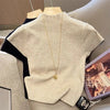 2026 Basic Turtleneck Solid Thin Summer Pullover Women Female Knitted Sweater Slim Short Sleeve Bodycon Sweater