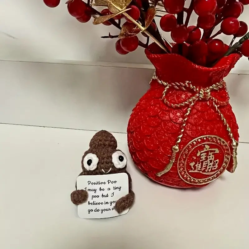 Creative Handmade Yarn Weaving With Positive Energy, Funny And Cute Toy Poop Cards,Gifts For Friends, Christmas Gifts