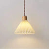 Retro Pleated Pendant Light For Living  Dining Room Bedside Solid Wooden Ceiling Hanging Fabric Lampshade Bar Home Decoration
