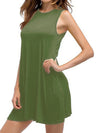 Women's Dress Summer Casual T Shirt Dresses Beach Cover up Plain Pleated Tank Pockets Dress