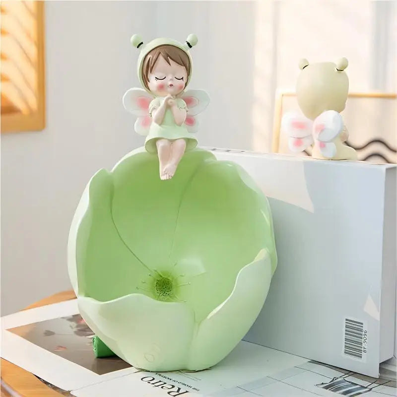 Flower fairy resin ornaments, fun and cute design, can be used to store keys, can also be used to place candy
