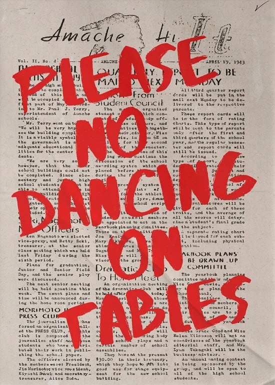 Typography Art Poster PLEASE DO NOT DANCING ON THE TABLE 70s Wall Print Trendy Quote Prints Retro Trippy Wall Art Canvas Poster