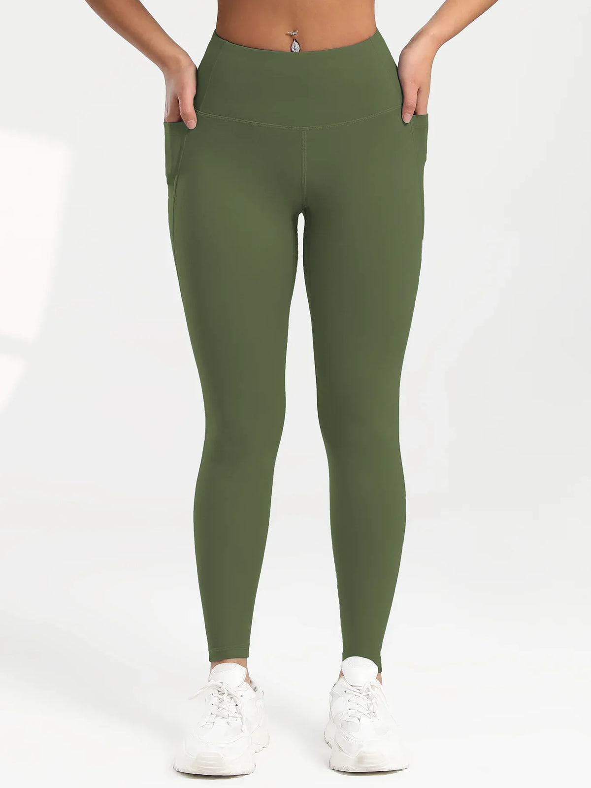 2025 Pockets Gym Yoga Women's Leggings Pure Color Casual Outdoors Workout High Waist Skinny Leggings Of Women Running Pants
