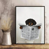Modern Simple Animal Wall Art Dachshund Toilet Reading Newspaper Canvas Printed Poster Home Bathroom Bedroom Decoration