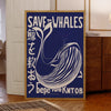 Modern Japanese Style Blue Retro Save The Whales Wall Art Prints Canvas Painting Poster Picture For Living Room Home Decor