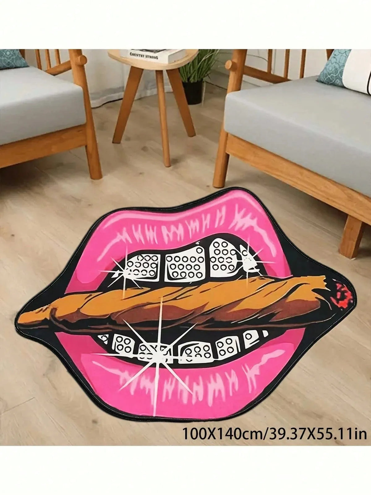 VIKAMA Creative Pink Lip Carpet Durable and Wear-Resistant Home Decor Bedside Rug Bedroom Entrance Doormat Home Decor Carpet