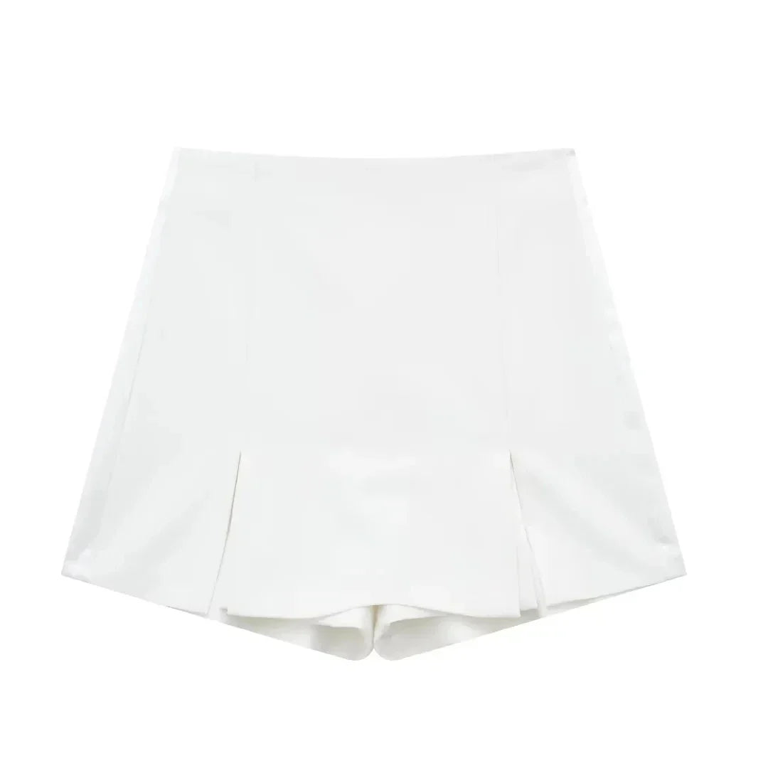 2024 Summer Fashion Woman Shorts Set Solid Chic Slim Tube Corset Top + Commuet Office Lady Wild Female Culottes Street