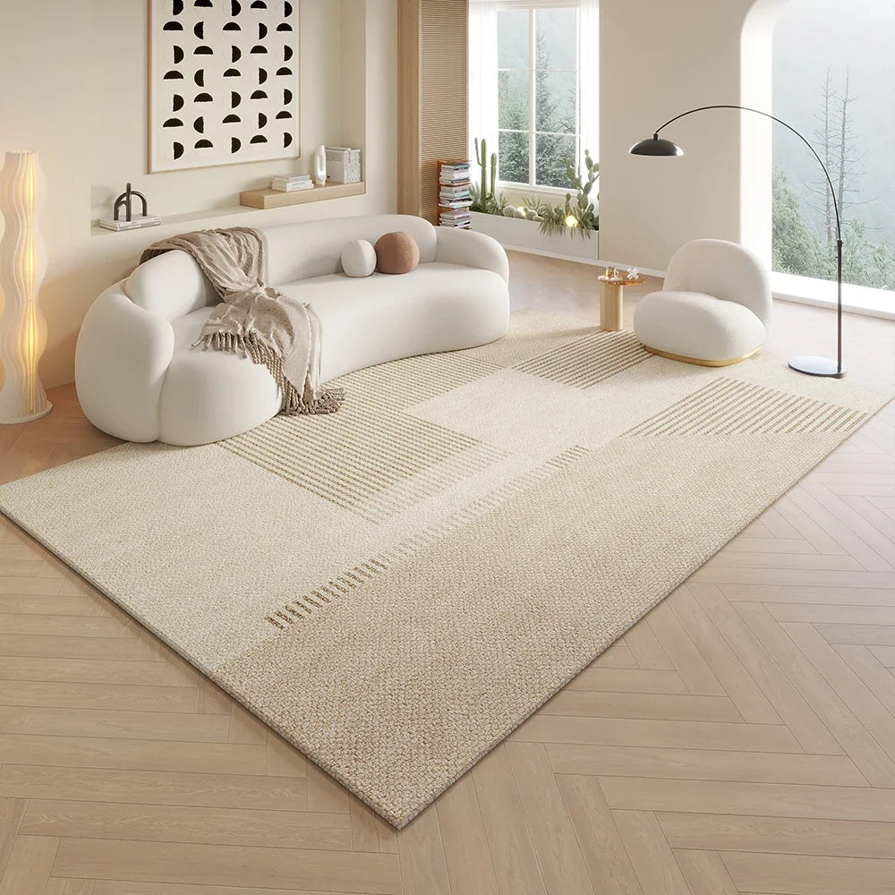 VIKAMA Cream Style Lineage Living Room Floor Mat Anti-Slip Home Decoration Large Size Sofa Coffee Table Rug Bedroom Carpet