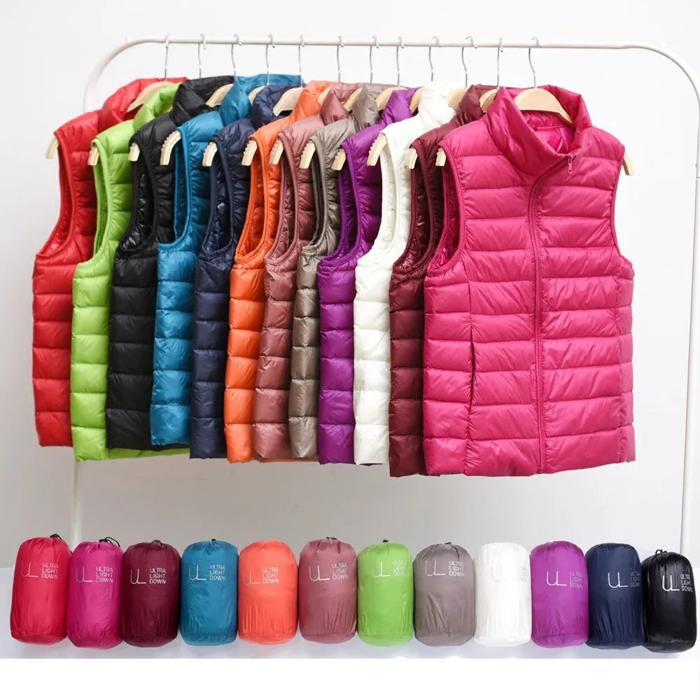 New 2026 Women Women Ultra Light Down Vests Slim Sleeveless Jacket Portable Girl Lightweight Windproof Waistcoat